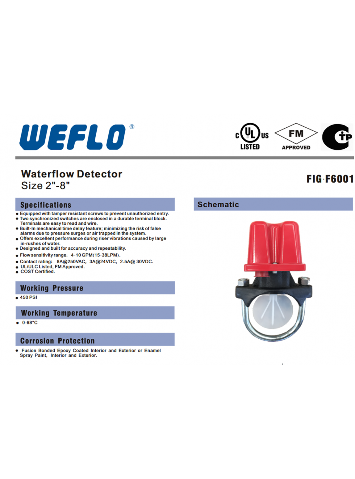 Weflo FIG F6001 water flow detector